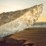 Icebergs on beach at sunrise, Iceland